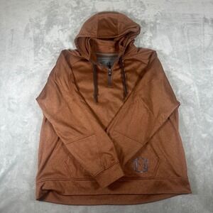 Noble Outfitters Mens XL Quarter Zip Hoodie Rust Brown Performance Pullover